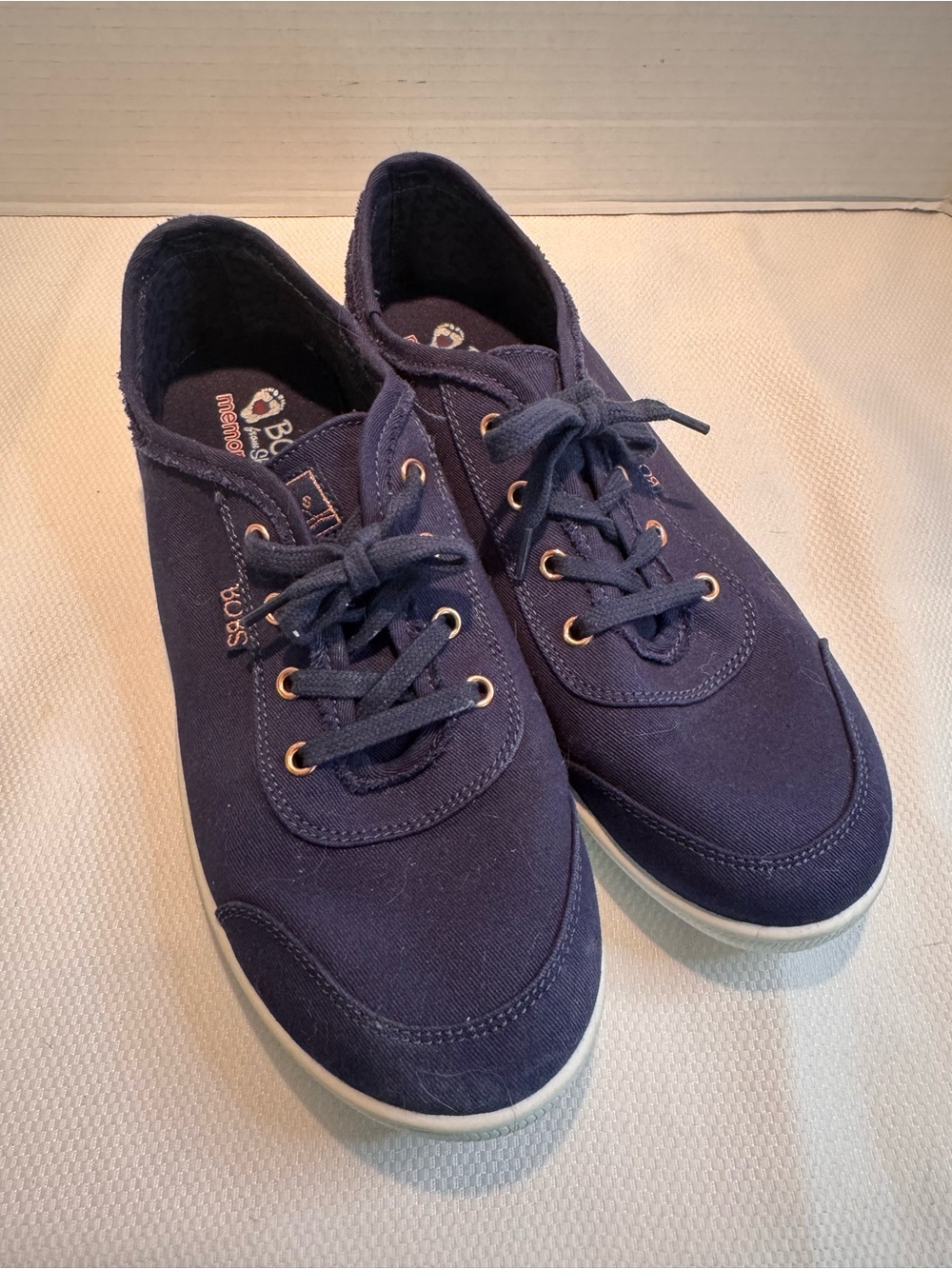 Skechers BOBS Navy Memory Foam Canvas Sneakers Size 10